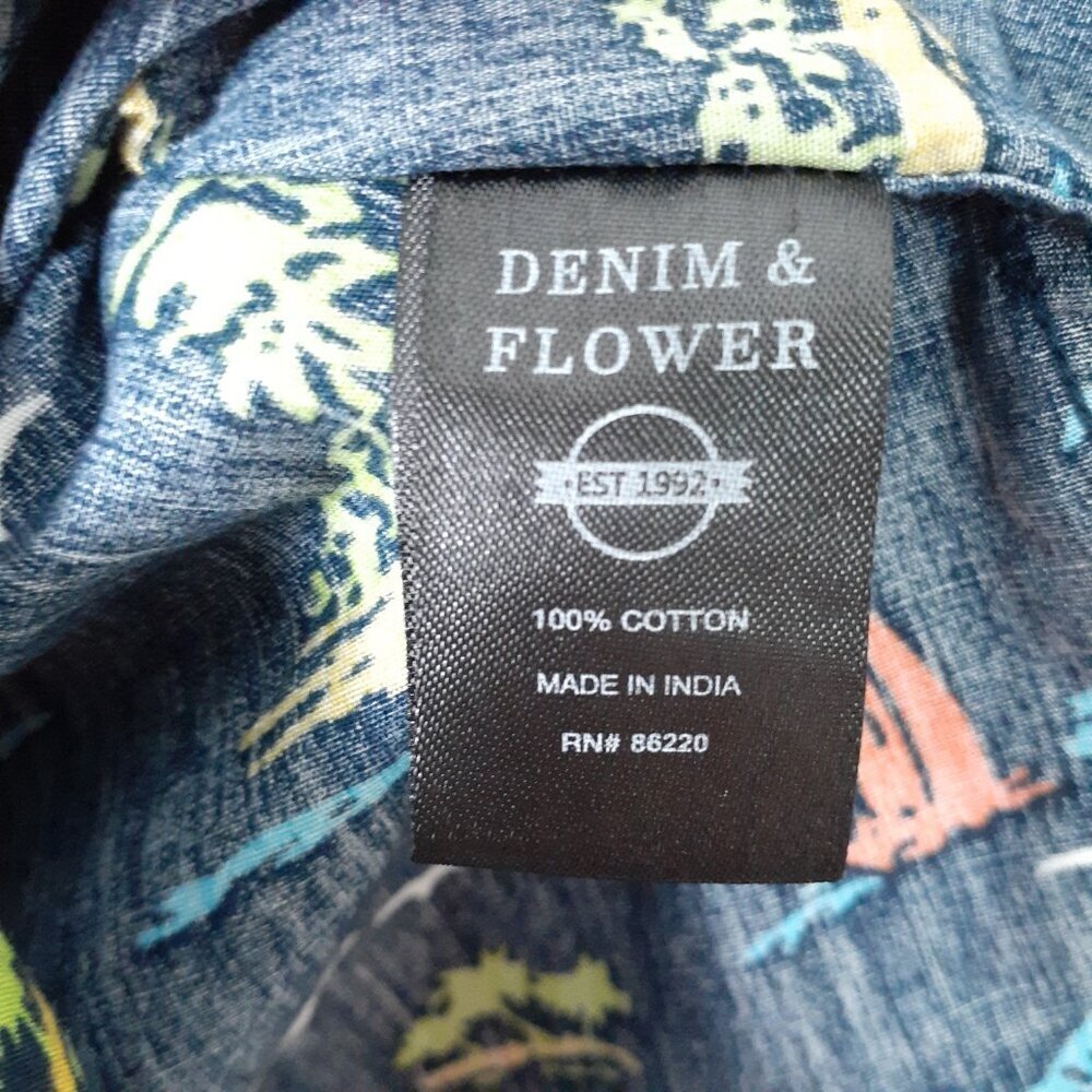 Denim & Flower Ricky Singh Mens Button Up Shirt S Slim Fit Navy Sailboats 154A - Picture 4 of 5